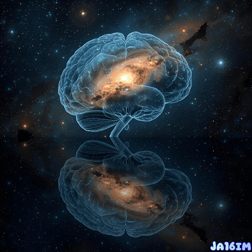 The reflection of the universe in the human brain, revealing similarity and mirroring.
